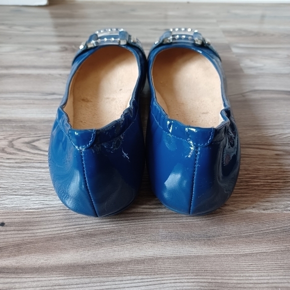 Stewart Weitzman Blue Patent Leather Flats with Buckle 6 - Picture 3 of 5